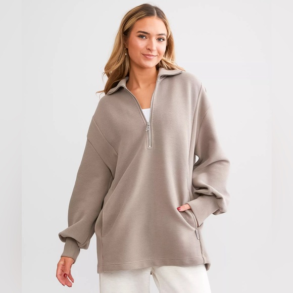 [Varley] Women's Taupe Quarter-Zip Pullover - Picture 2 of 4